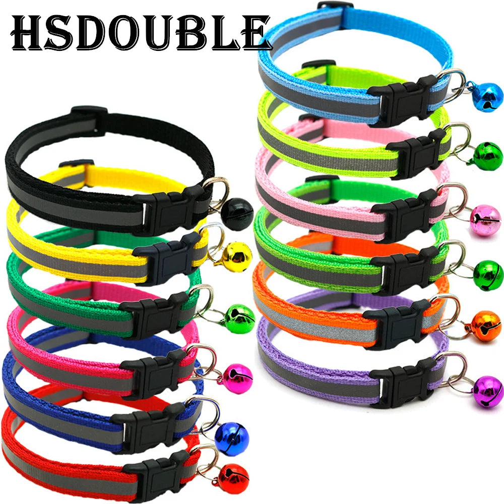 Reflective Adjustable Cat & Small Dog Collars with Bells
