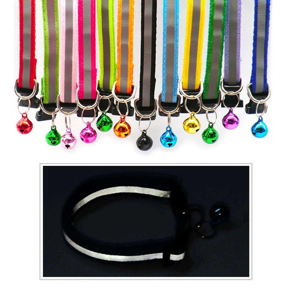 Reflective Adjustable Cat & Small Dog Collars with Bells